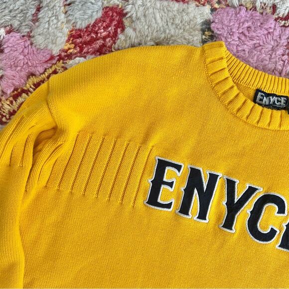 Vintage Y2K Enyce Yellow Chunky Block Letter Logo Sweater XL - Picture 3 of 7